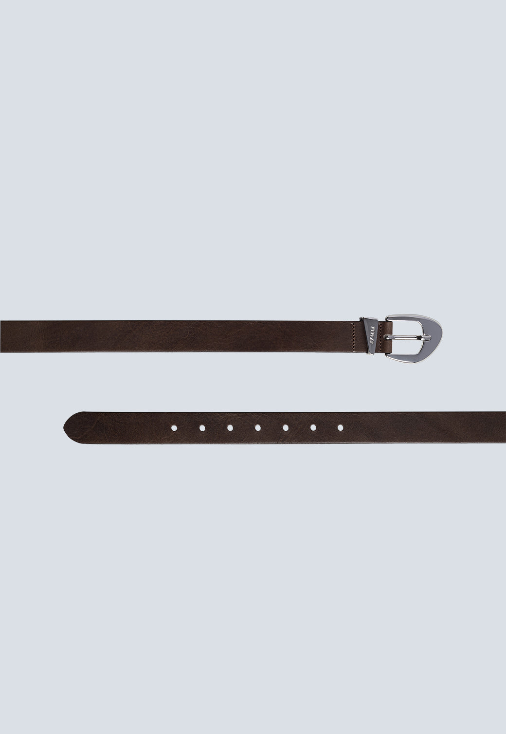 חגורת נשים חומה עם אבזם כסף מלוטש