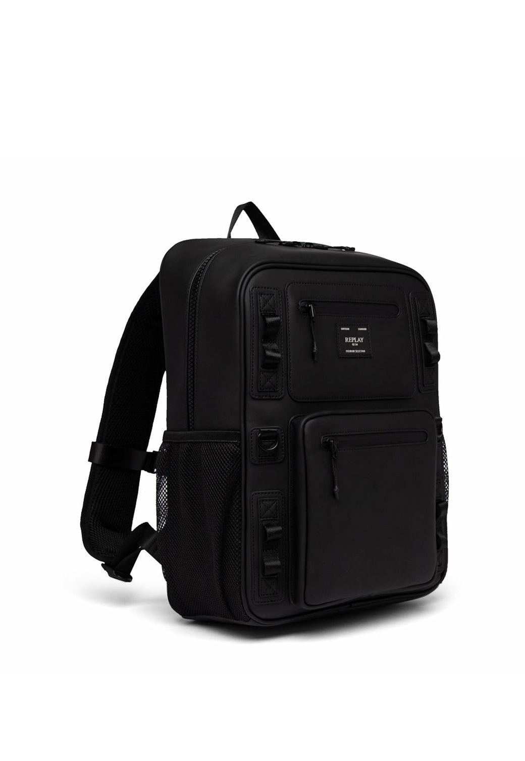 תיק גב שחור קשיח עם כיסים קדמיים