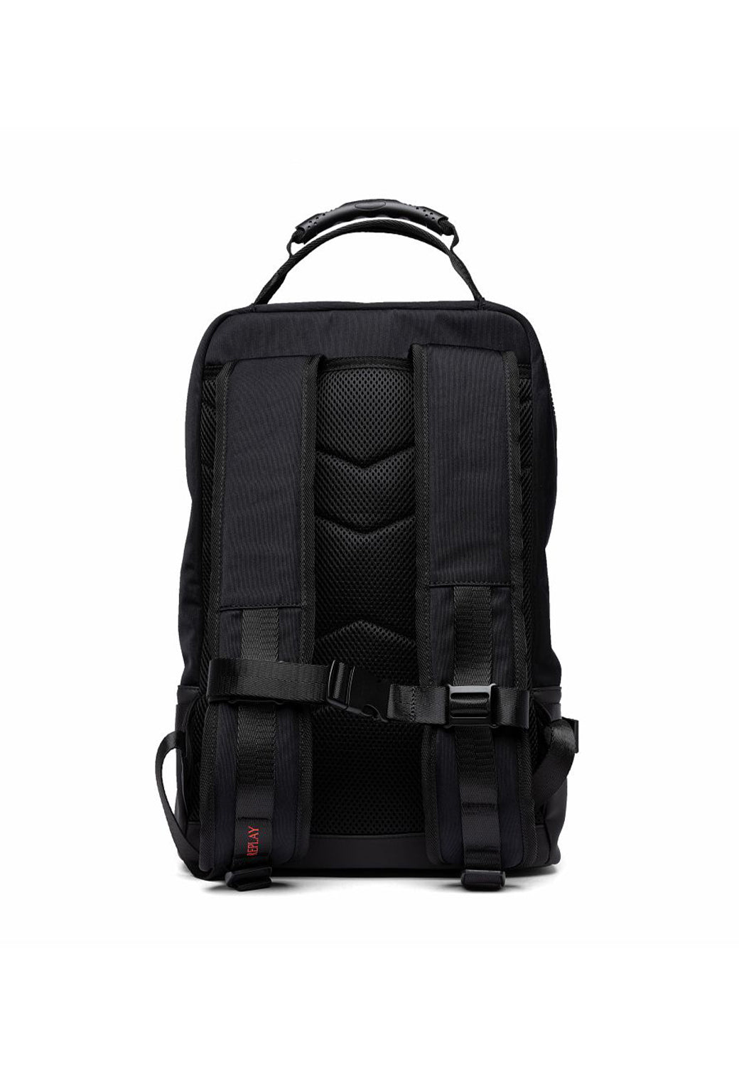 תיק גב שחור עם כיסים קדמיים ורוכסנים