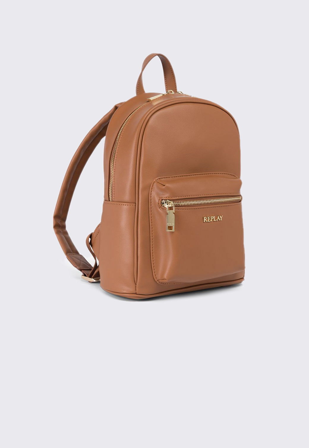 תיק גב לנשים בצבע חום עם רוכסנים זהובים