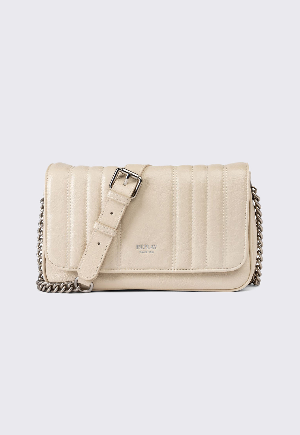 תיק צד לנשים בצבע לבן עם רצועת שרשרת