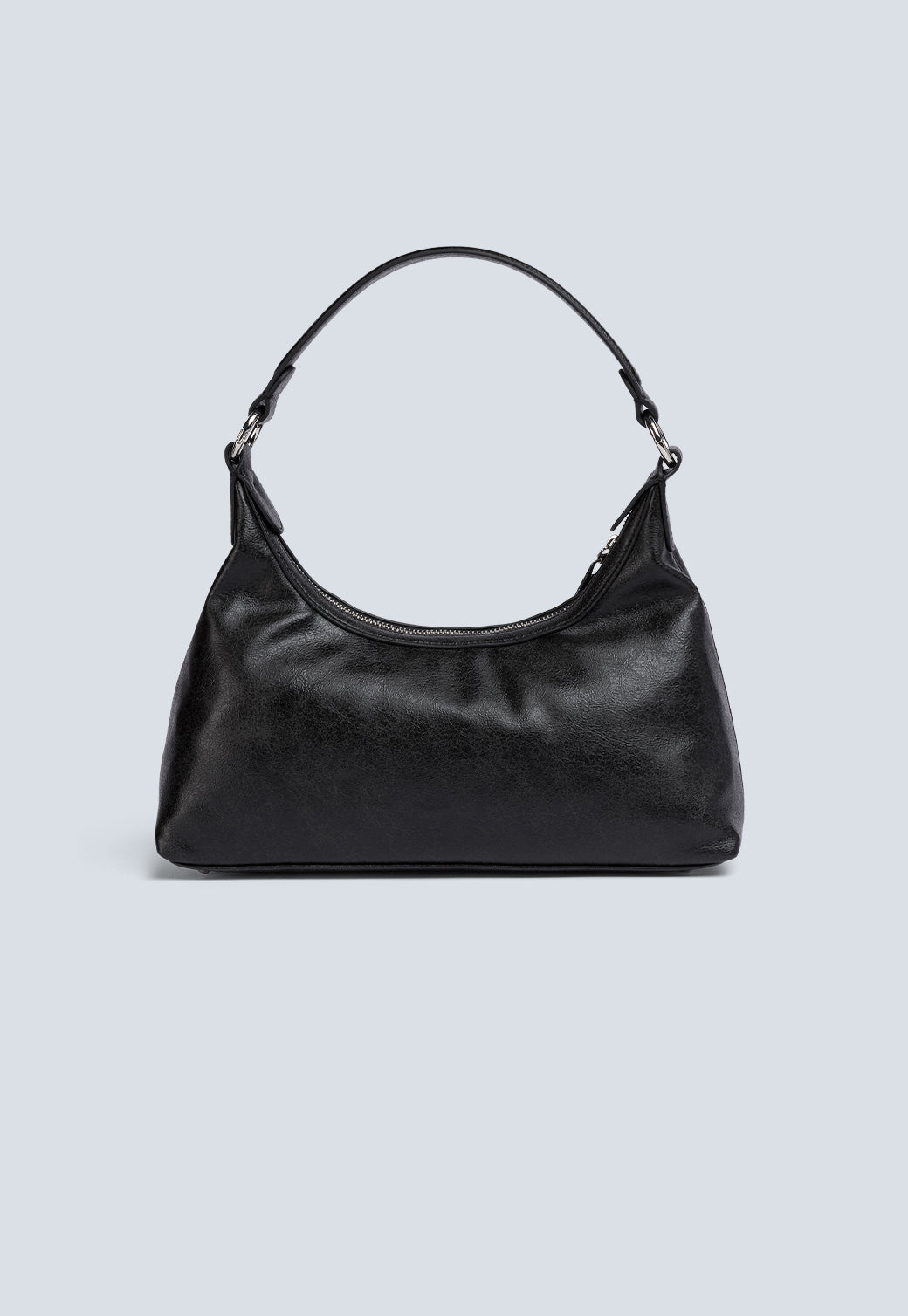 תיק כתף לנשים עם רוכסנים דקורטיביים בצבע שחור