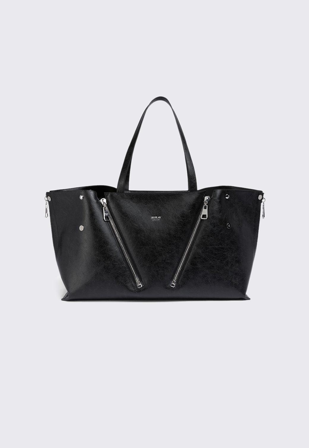 תיק יד לנשים בצבע שחור עם רוכסנים