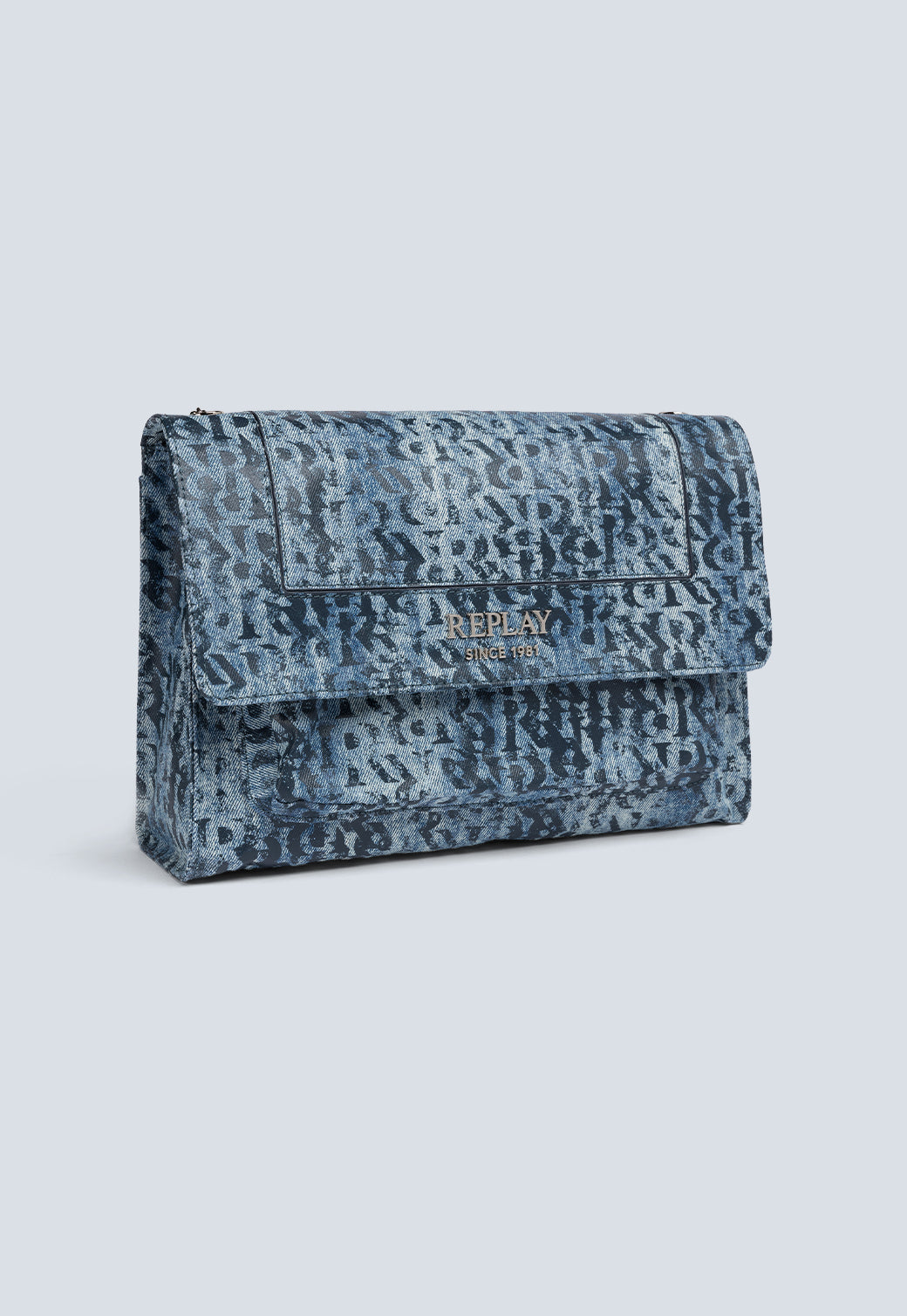 תיק צד בדוגמת דנים עם רצועת שרשרת