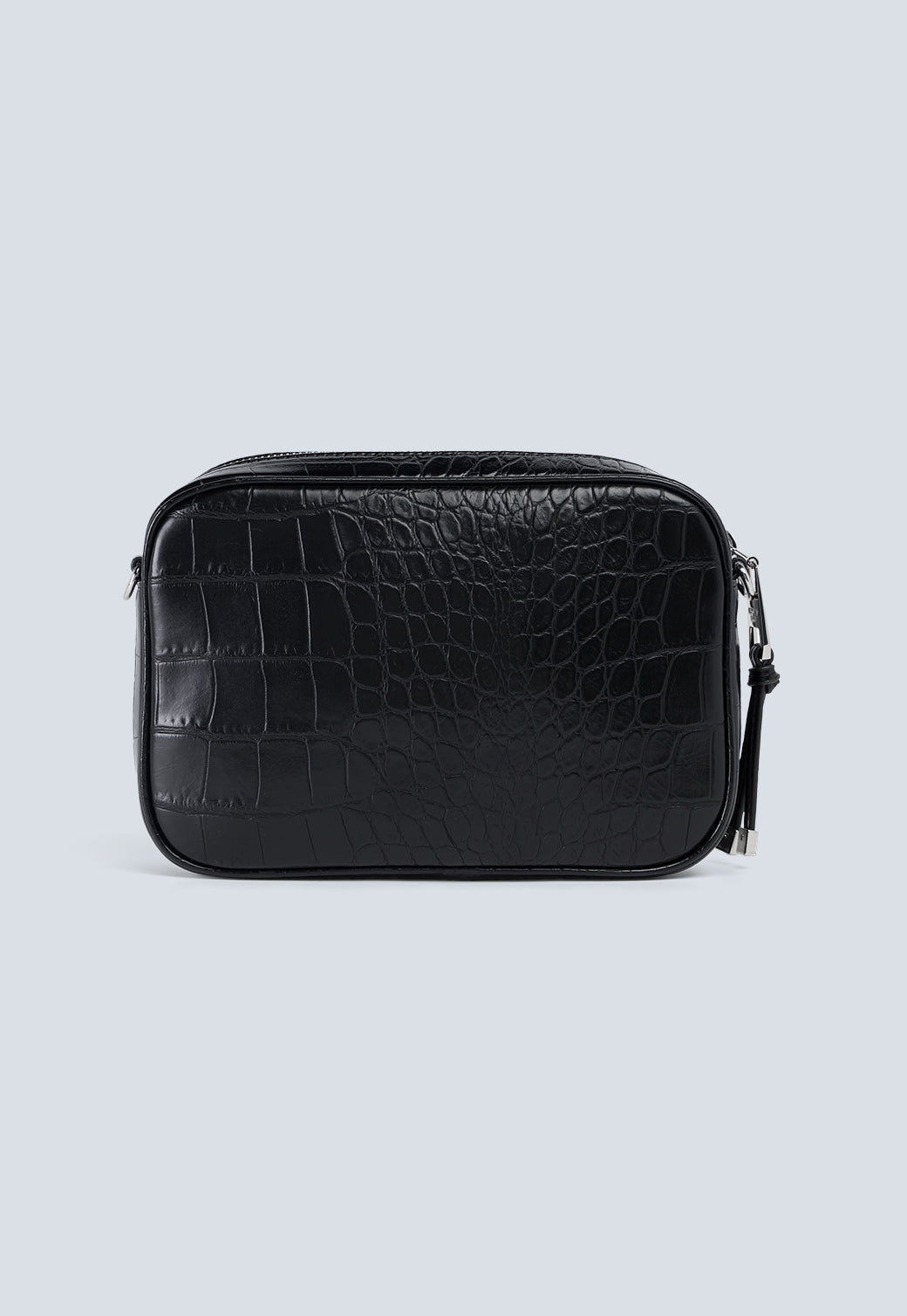 תיק צד לנשים בצבע שחור עם רוכסנים דקורטיביים