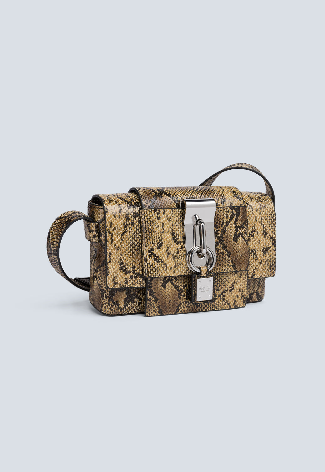 תיק צד לנשים בהדפס נחש עם סוגר מתכתי