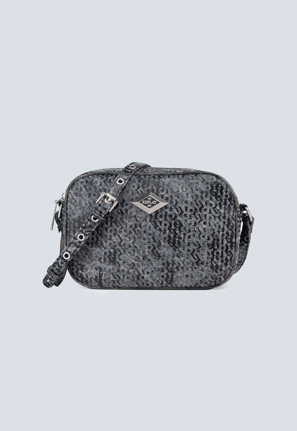 תיק צד לנשים בצבע אפור עם הדפס