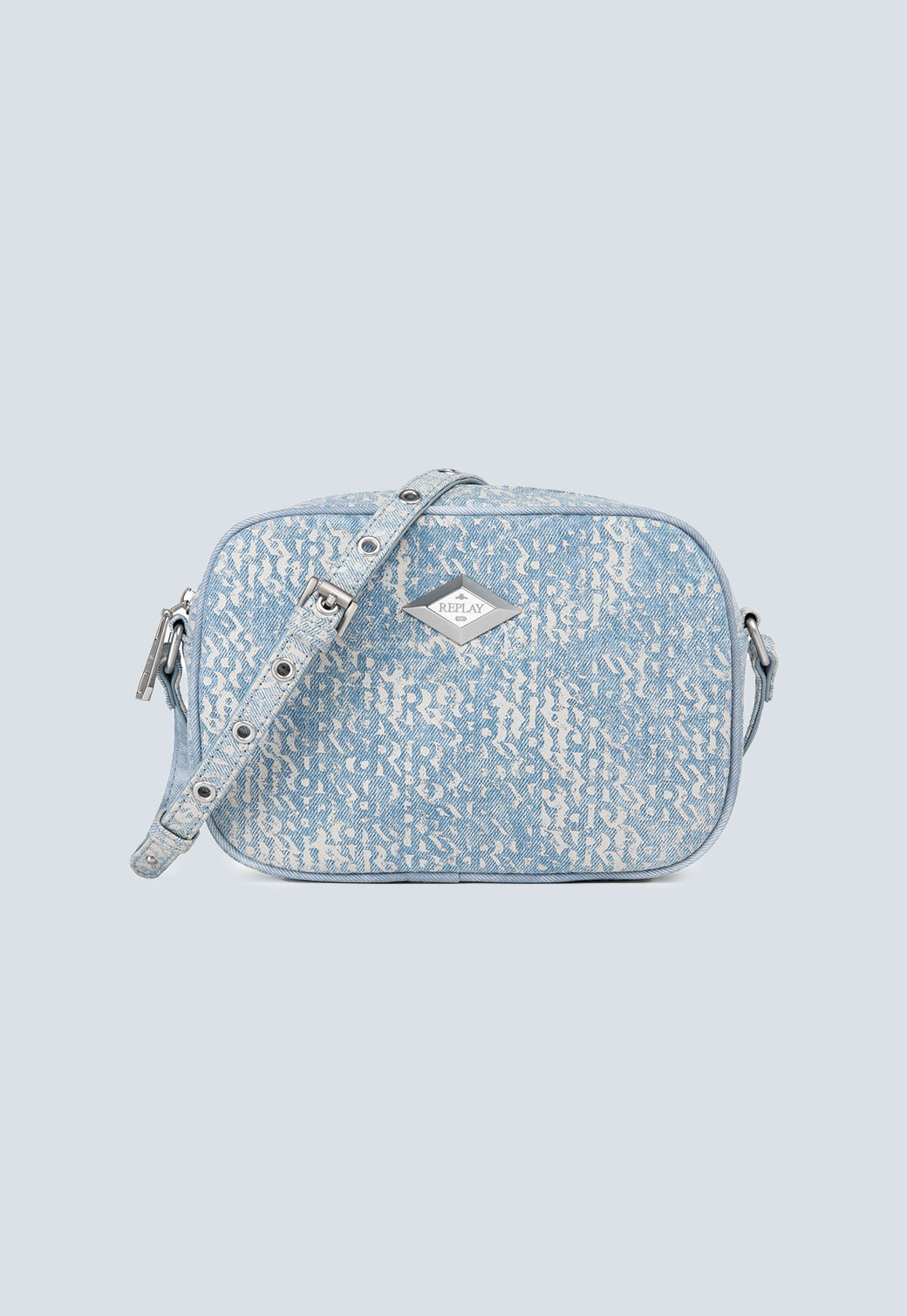 תיק צד לנשים בצבע תכלת עם הדפס