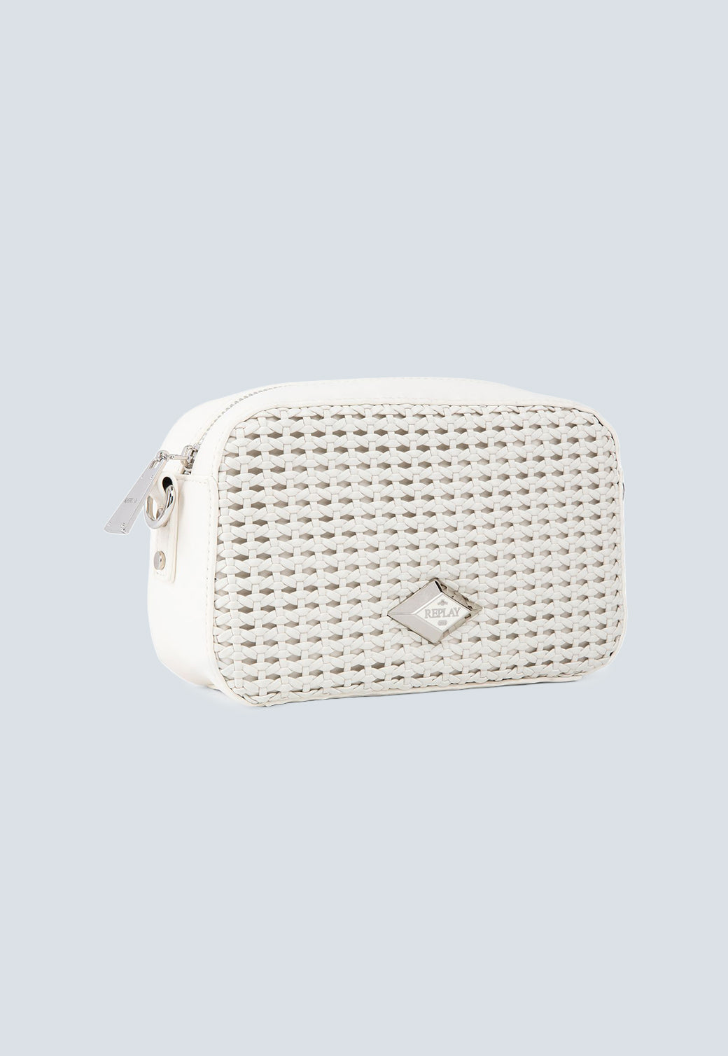 תיק צד לנשים בצבע שמנת עם טקסטורה קלועה