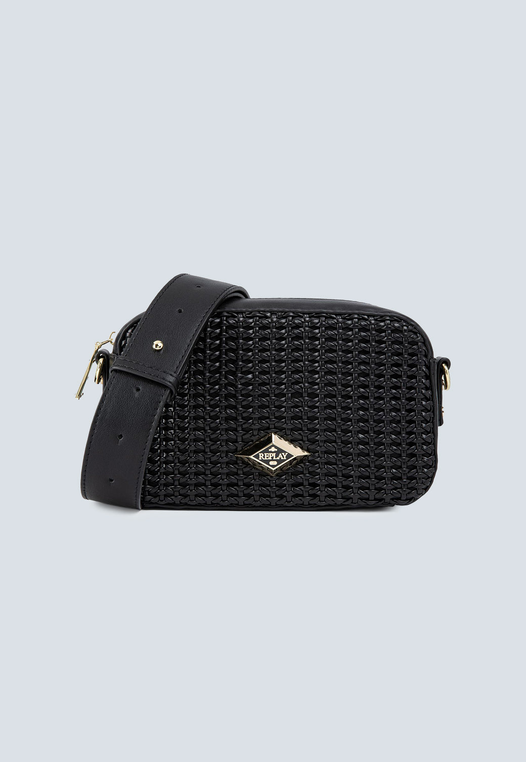 תיק צד לנשים בצבע שחור עם לוגו