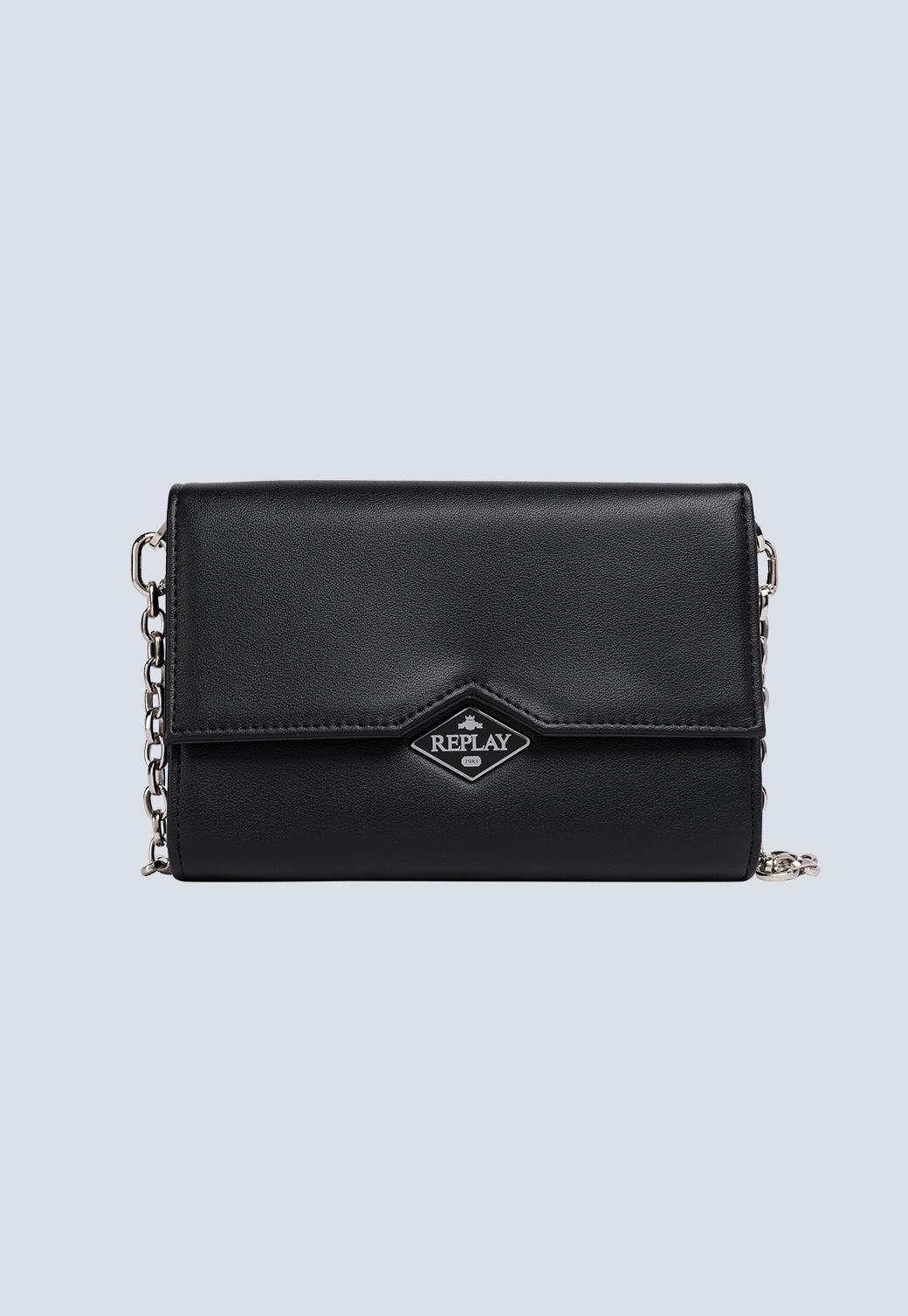 תיק צד לנשים בצבע שחור עם רצועת שרשרת