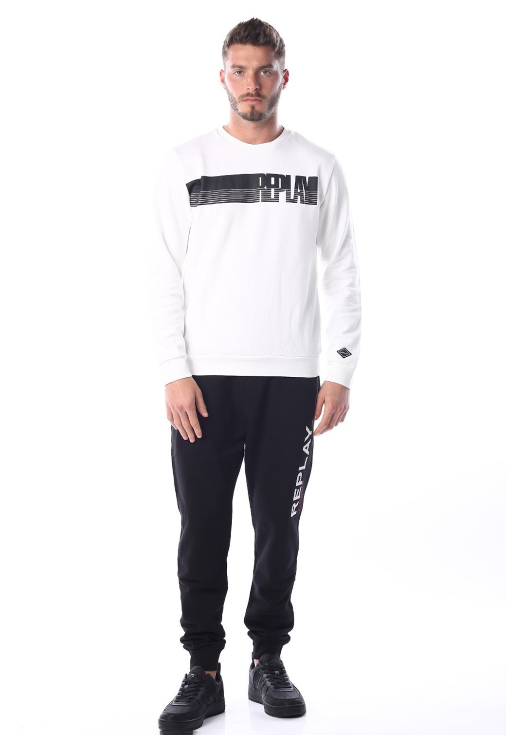 סווטישרט עם לוגו בחזה | גברים WHITE / L