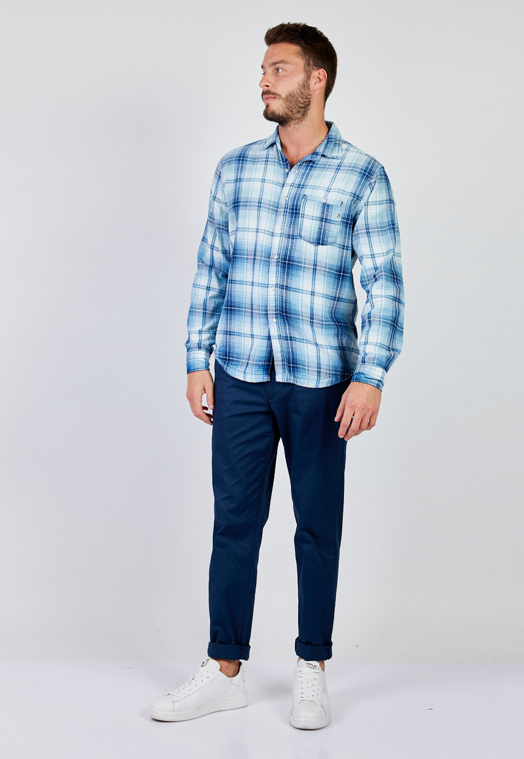 חולצת משבצות מכופתרת Plaid גברים