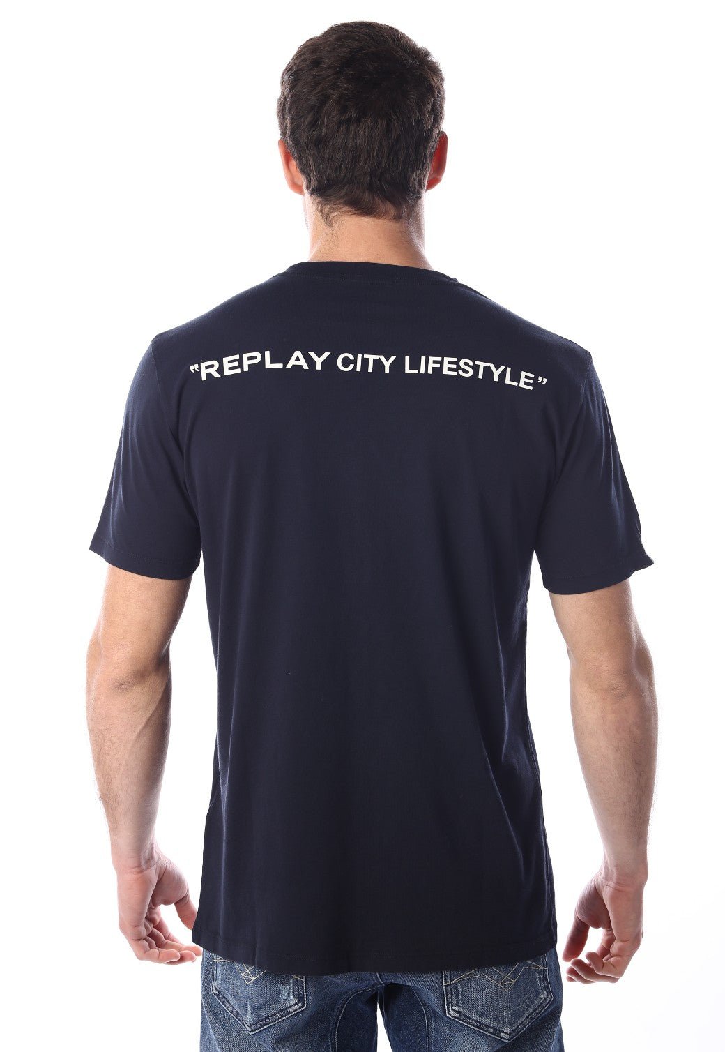 טי שירט קצרה עם לוגו | גברים BLUE / L