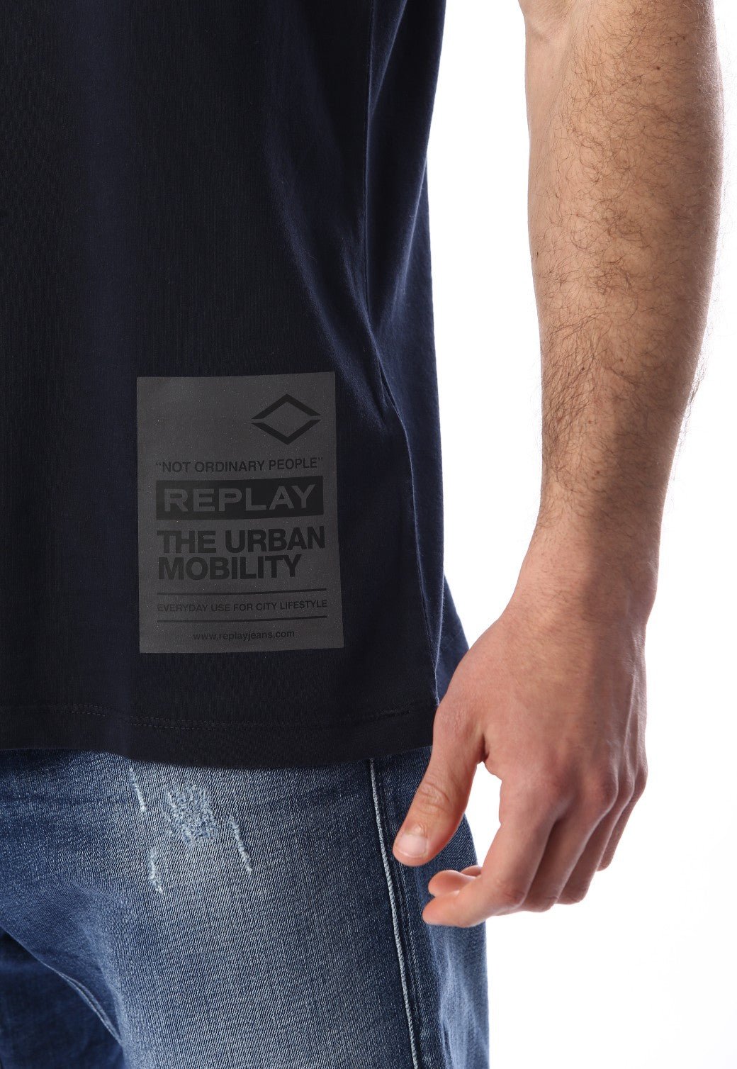 טי שירט קצרה עם לוגו | גברים BLUE / L