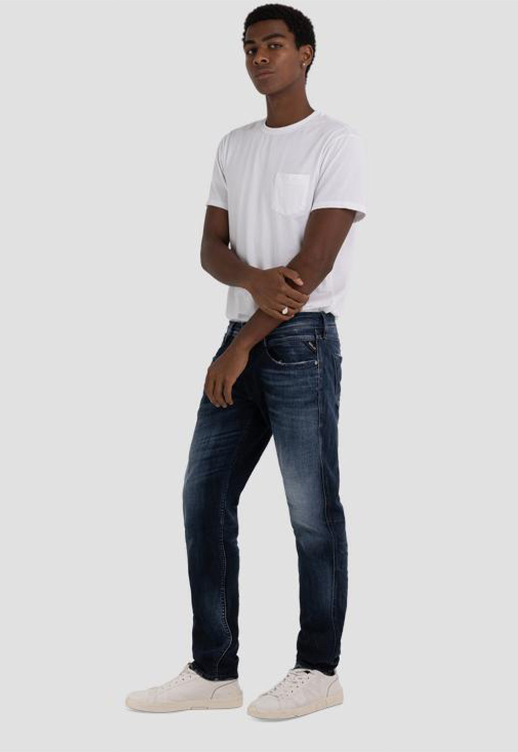 מכנסי ג'ינס Slim Fit ANBASS בצבע כחול גברים