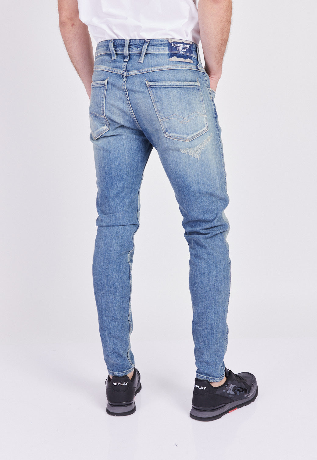 מכנסי ג'ינס Slim Fit BRONNY עם קרעים גברים