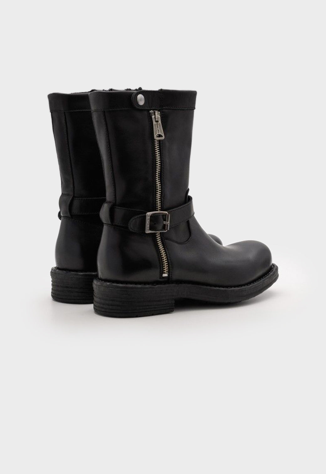 מגפי אופנוענים עם אבזם ורוכסן לנשים HORN ZIP בצבע שחור