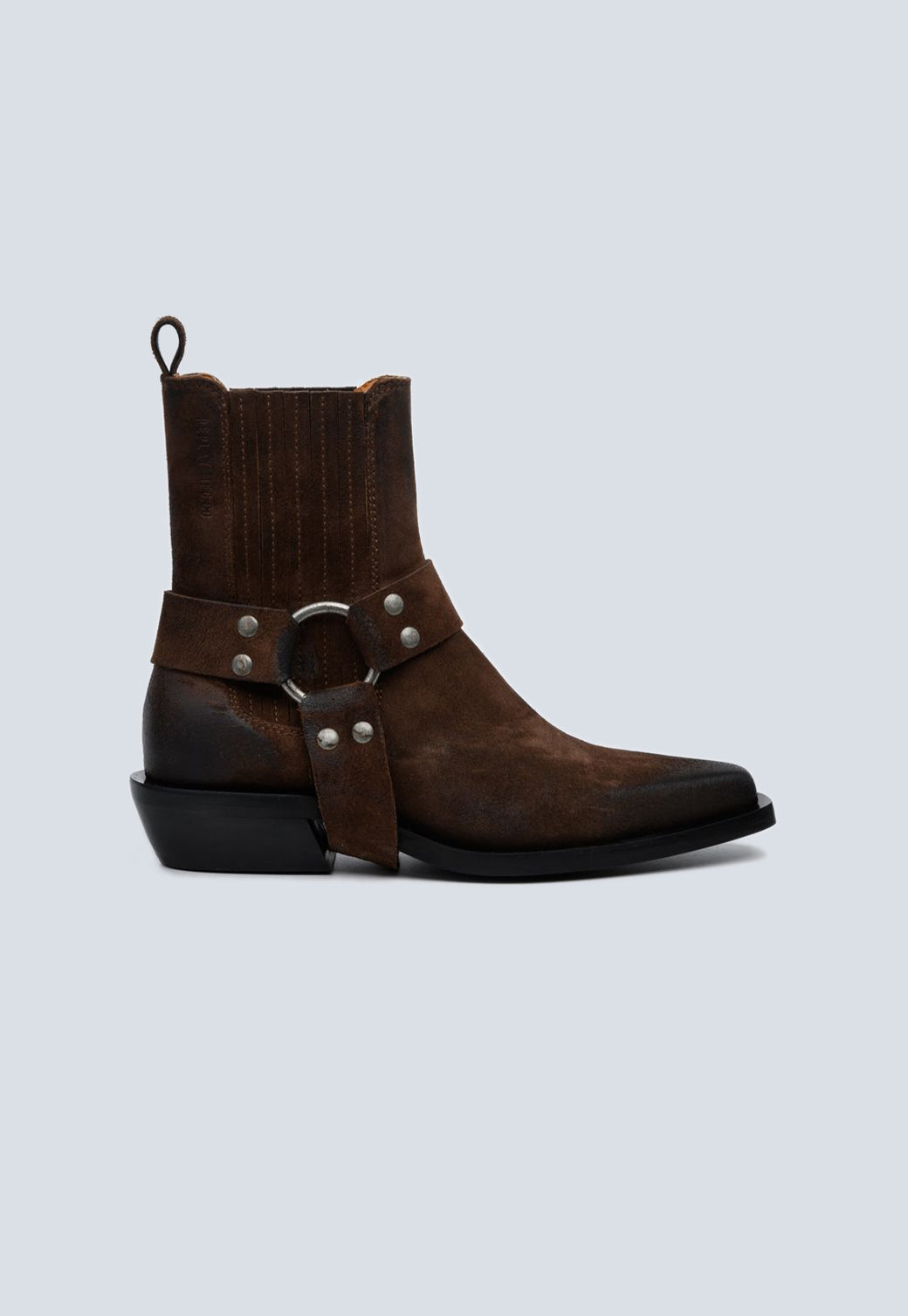 מגפיים לנשים בצבע חום עם אבזם מתכת