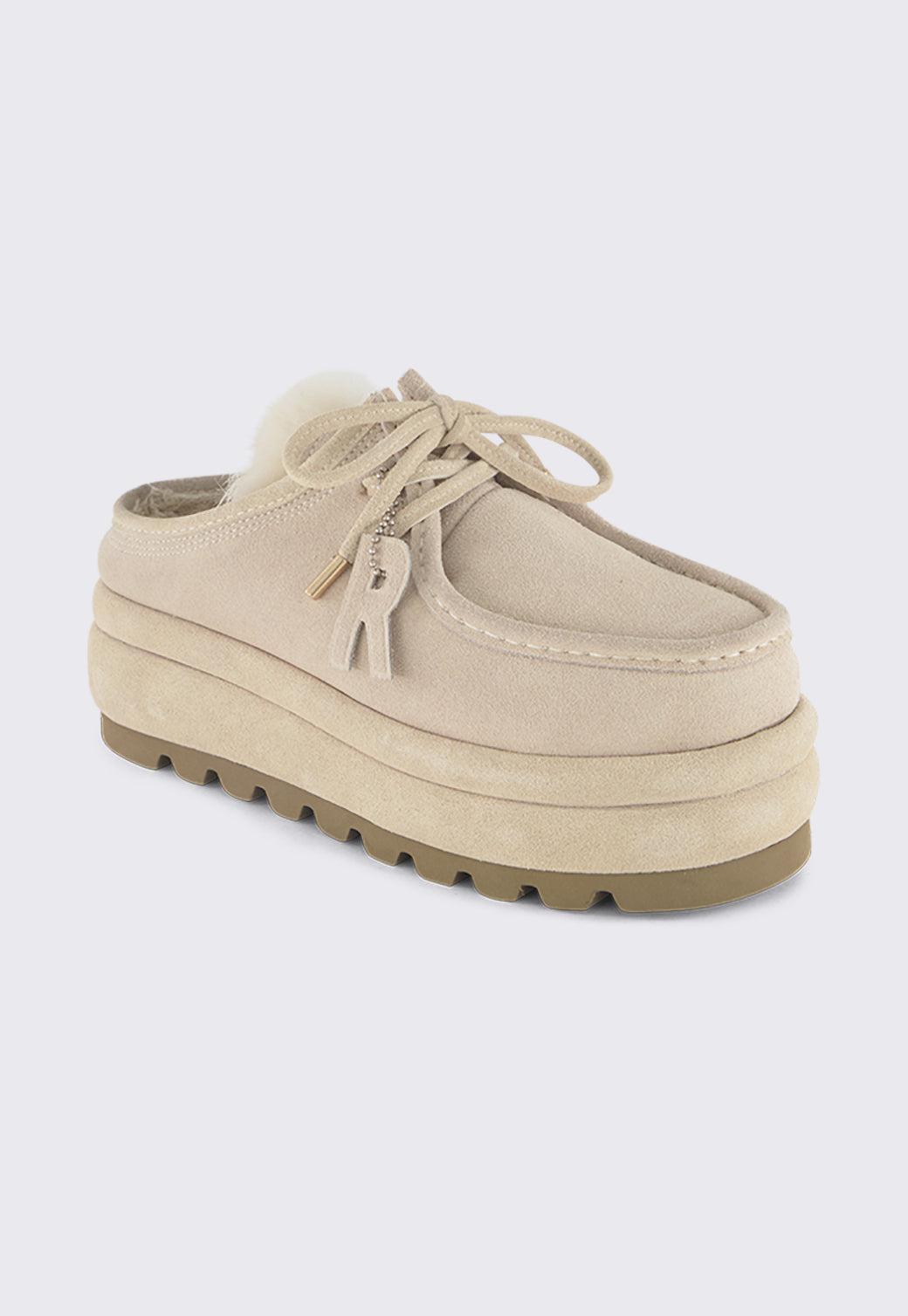 כפכפי פלטפורמה לנשים FLORA ONE בצבע בז׳