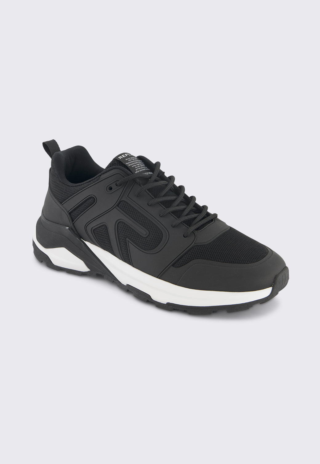 סניקרס לגברים WALES בצבע שחור עם סוליה לבנה