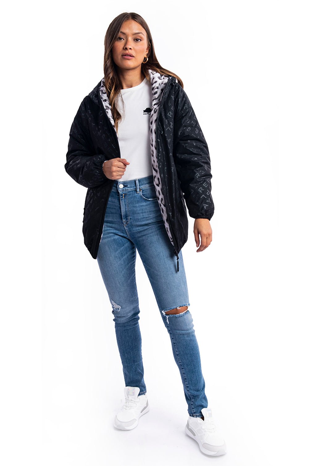 מעיל הדפס לוגו | נשים BLACK / S