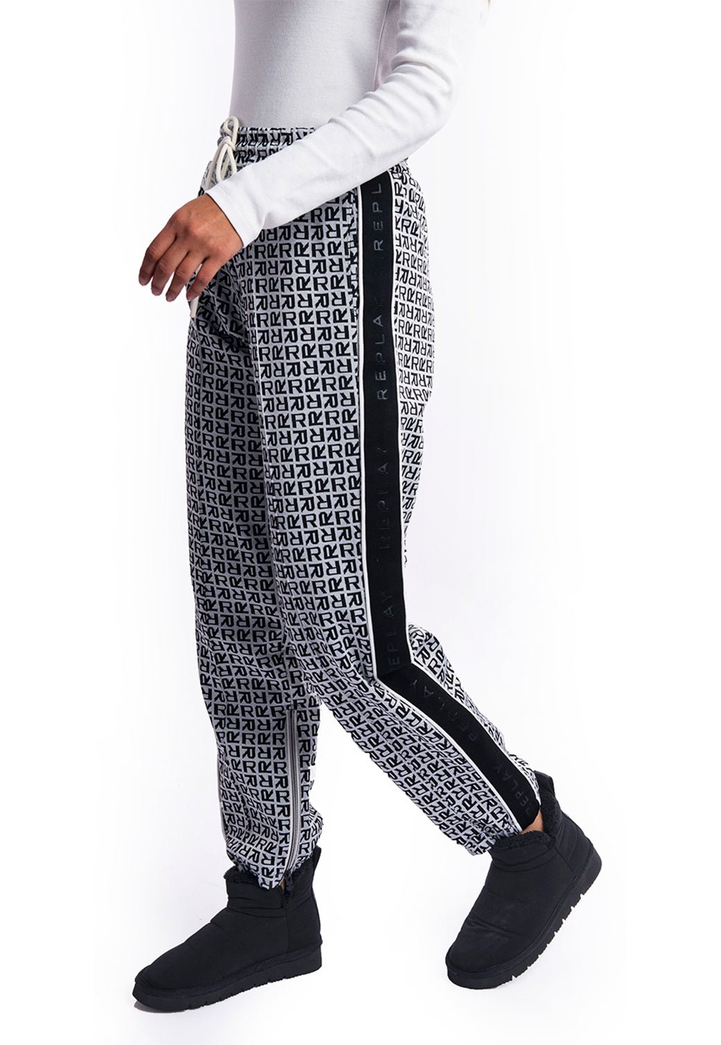 מכנסי טרנינג טוויד | נשים BLACK / S