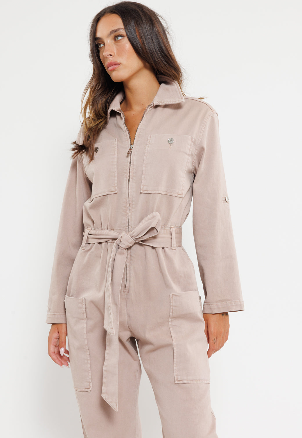 אוברול בגוון רוז סטוקו לנשים