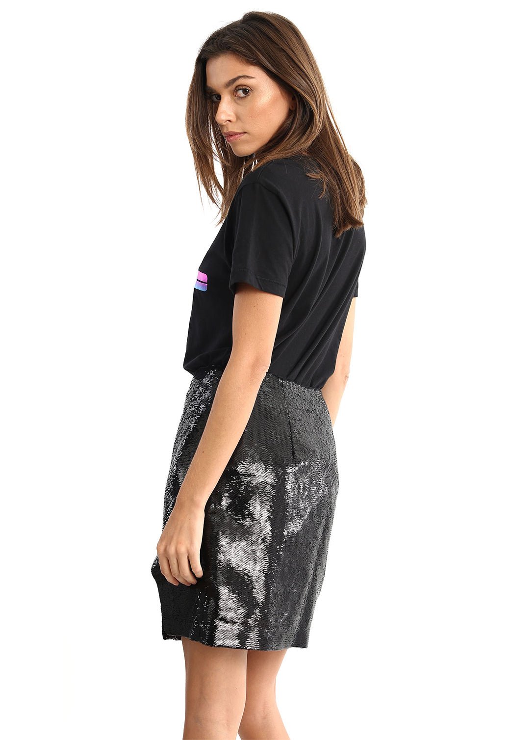 חצאית פייטים שסע ברגל שמאל נשים - Replay