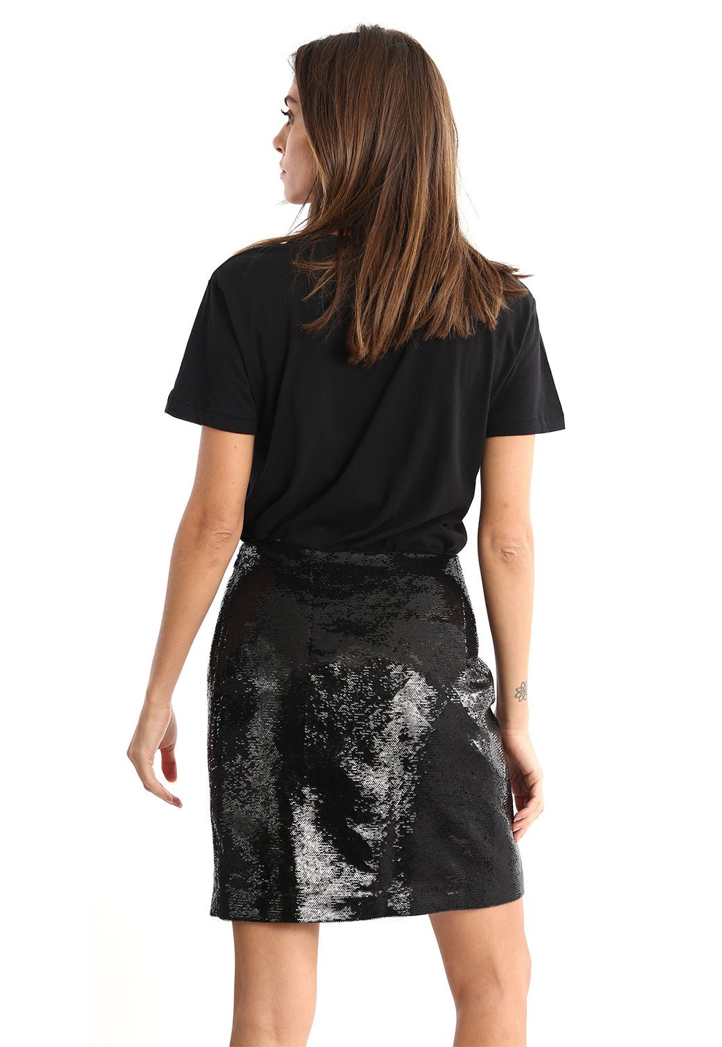 חצאית פייטים שסע ברגל שמאל נשים - Replay