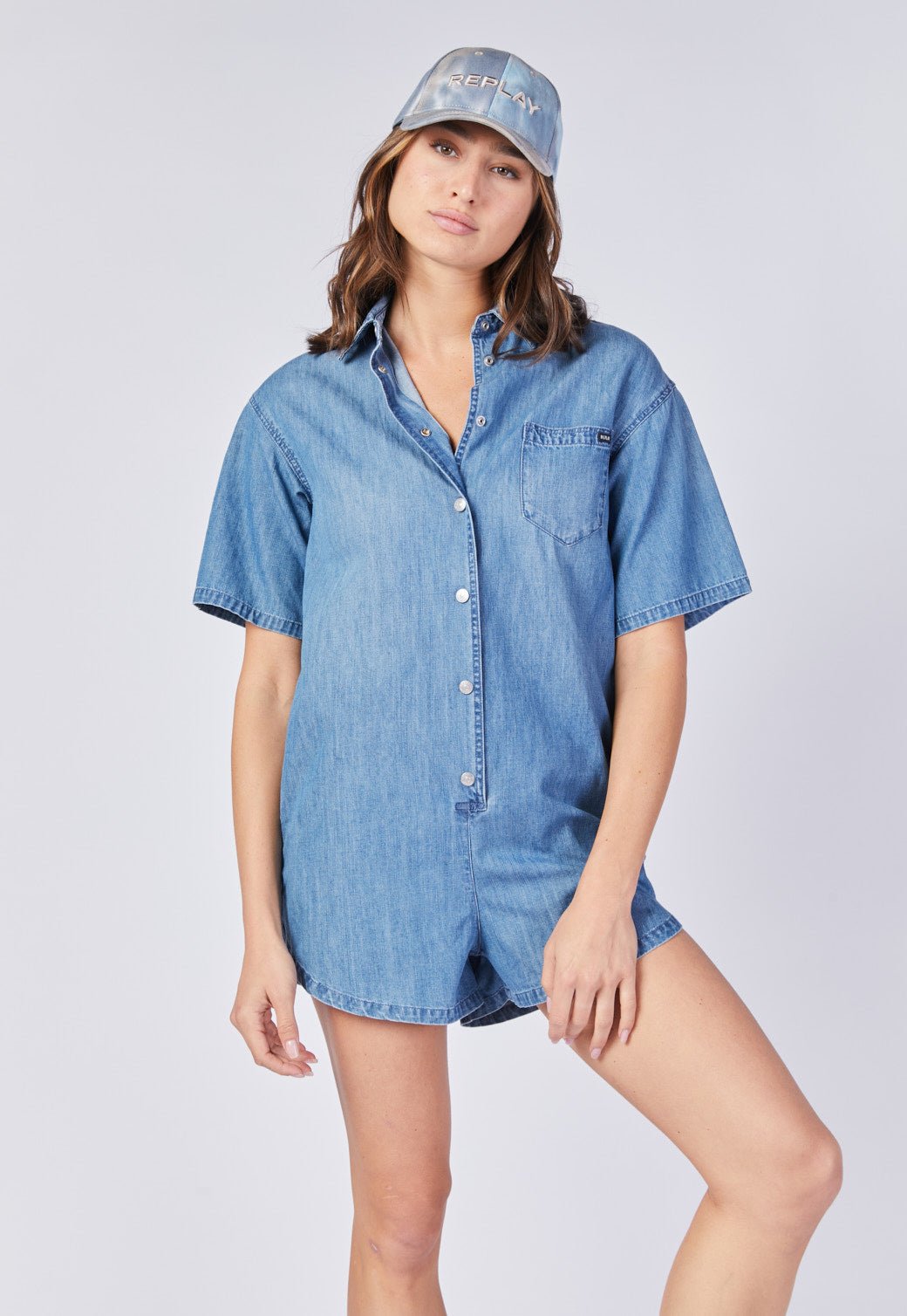 אוברול ג׳ינס קצר נשים נשים - Replay