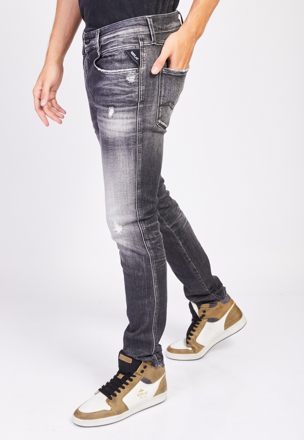 ג'ינס Anbass Slim עם שפשופים גברים - Replay