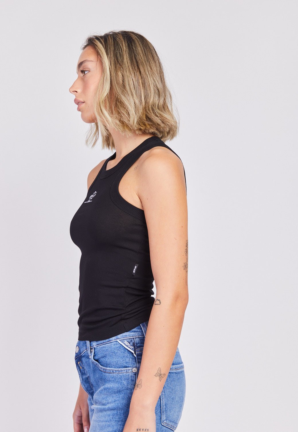 גופייה צמודה עם הדפס לוגו נשים - Replay