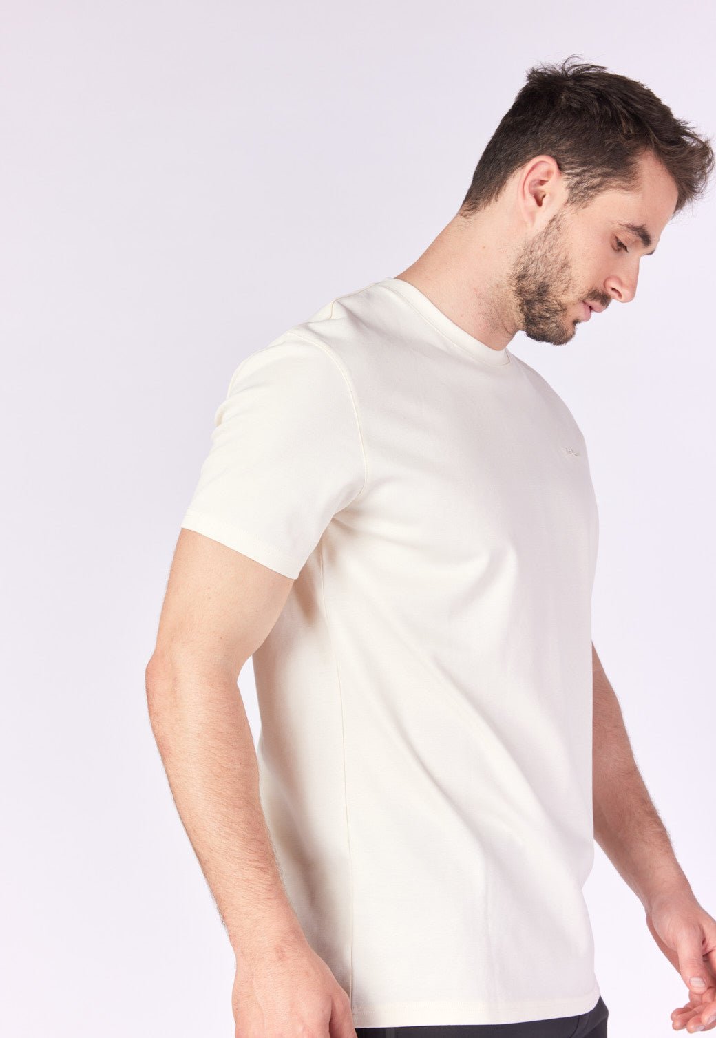 טי שירט קצרה פיקה בצבע שמנת גברים - Replay