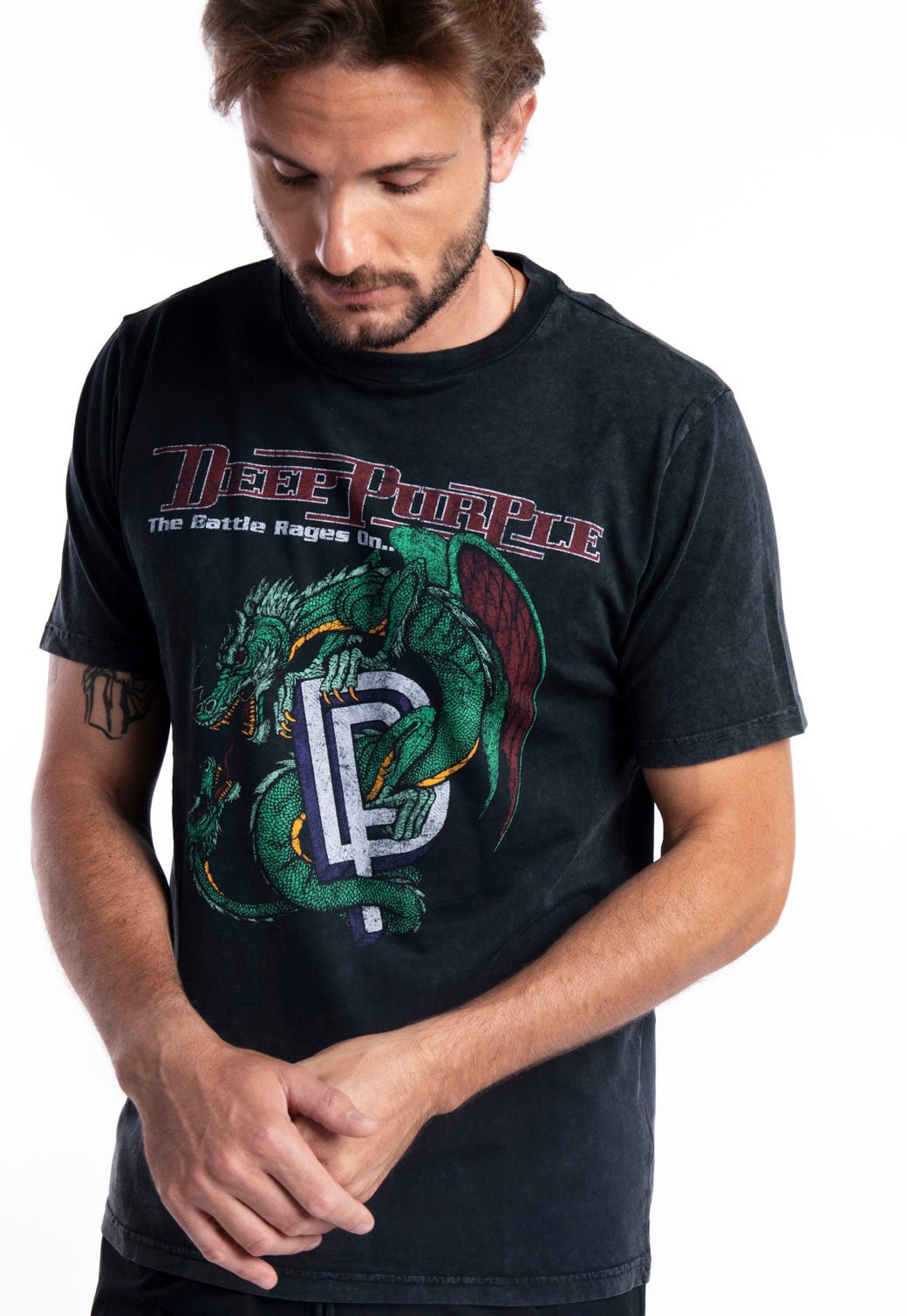 טי שירט קצרה עם הדפס להקת "Deep Purple" גברים - Replay