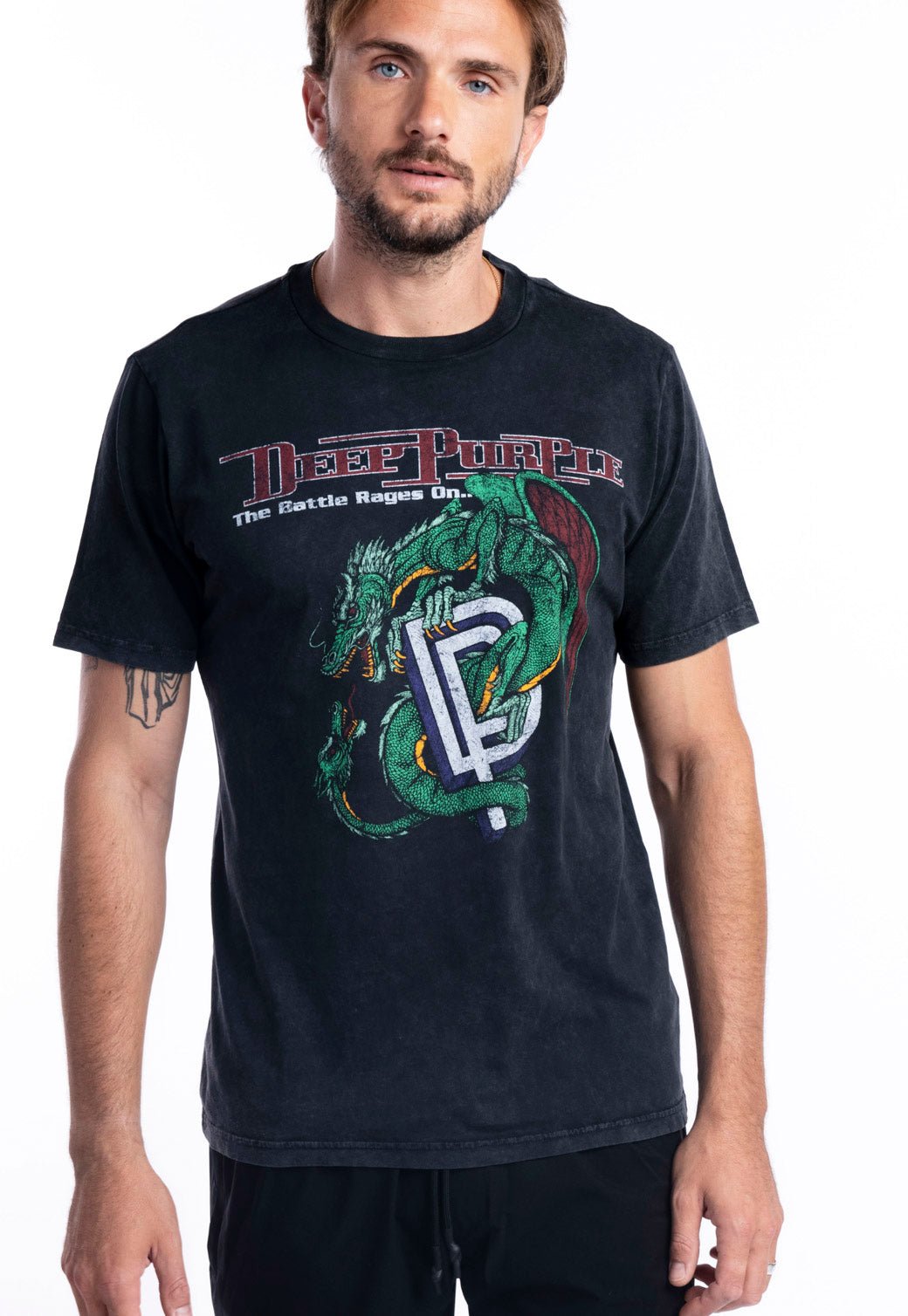 טי שירט קצרה עם הדפס להקת "Deep Purple" גברים - Replay