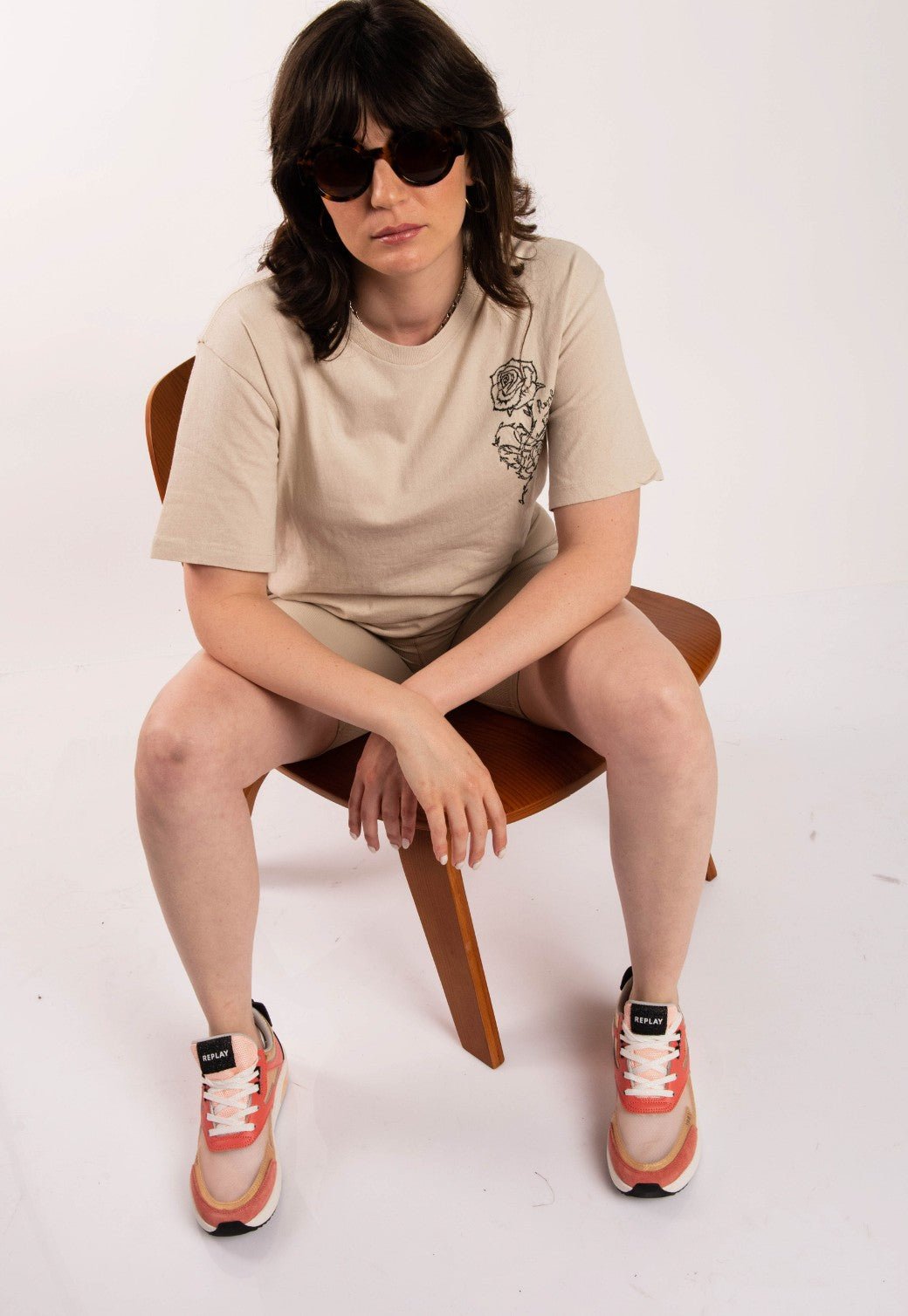 טי שירט קצרה עם הדפס נשים - Replay