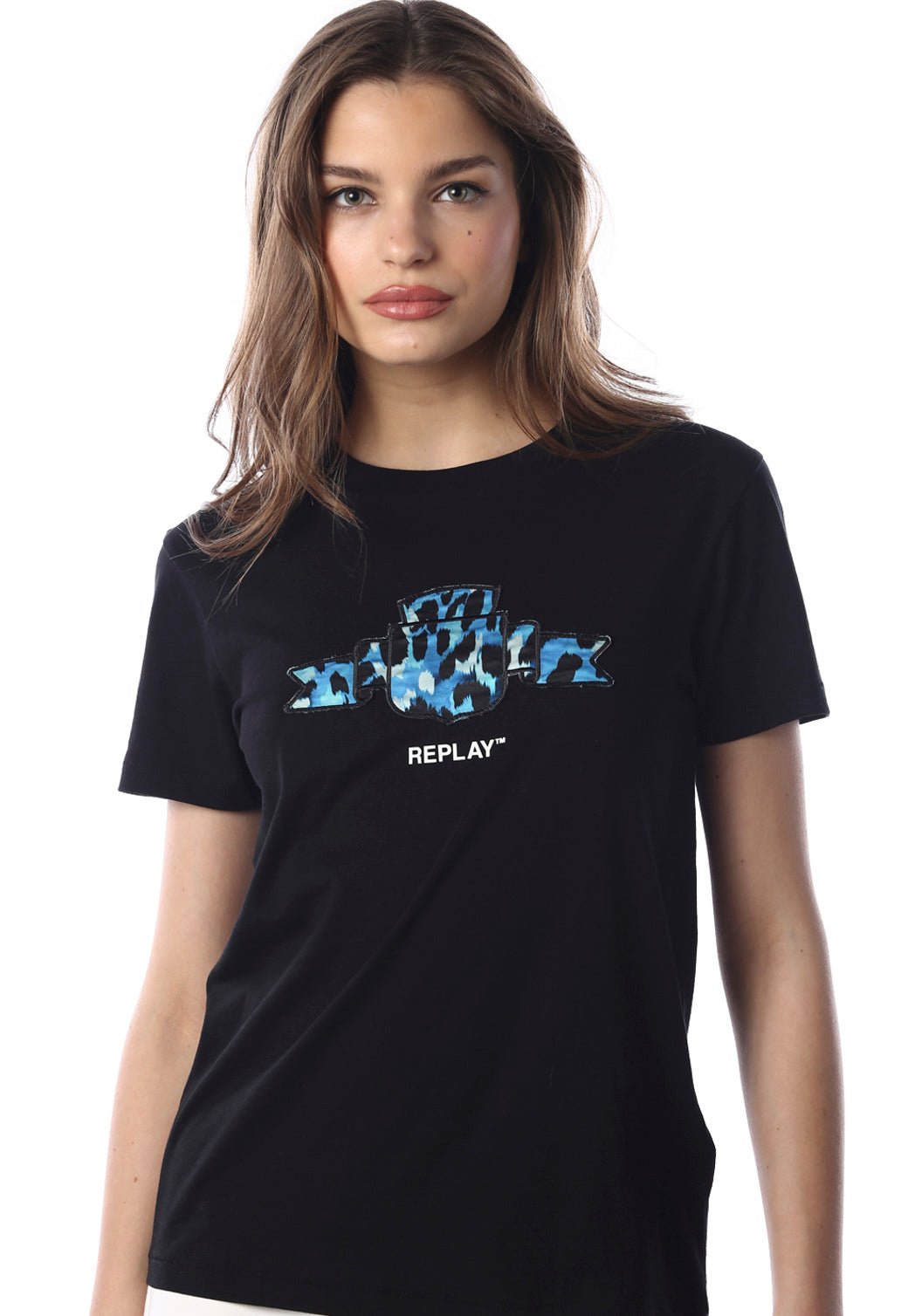 טי שירט קצרה עם לוגו נשים - Replay