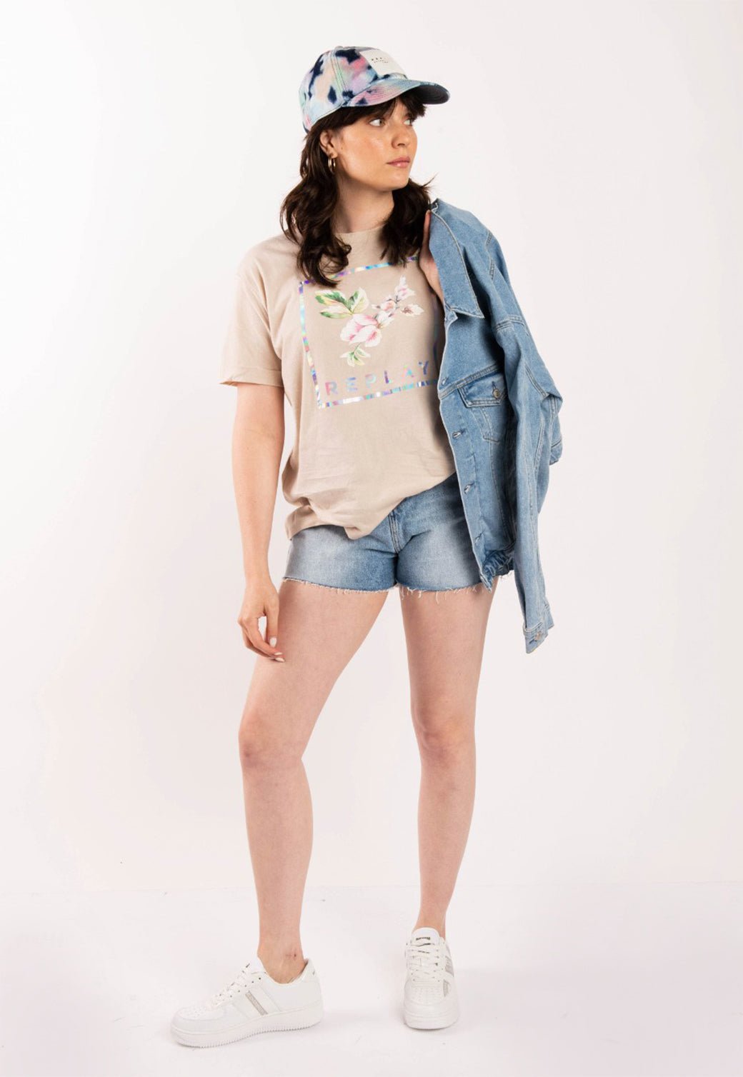 טי שירט קצרה עם לוגו נשים - Replay