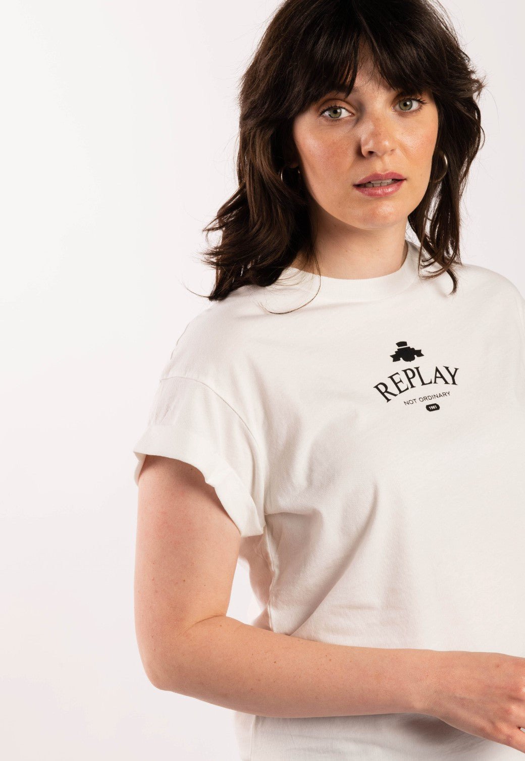 טי שירט קצרה עם לוגו נשים - Replay