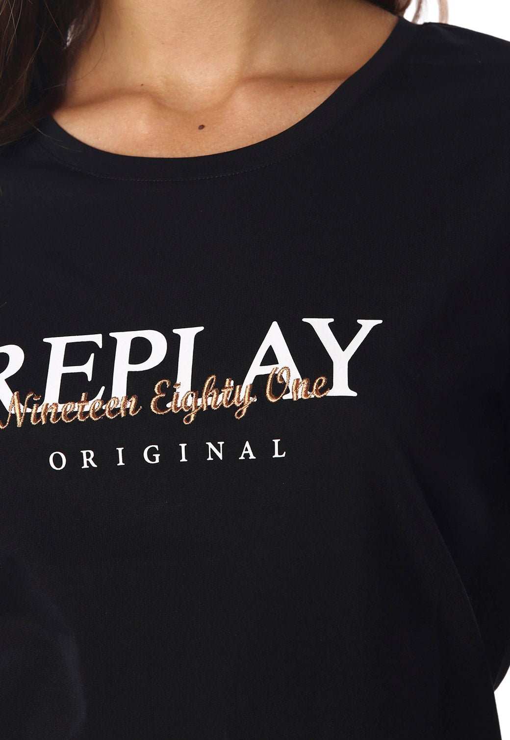 טי שירט קצרה עם לוגו נשים - Replay
