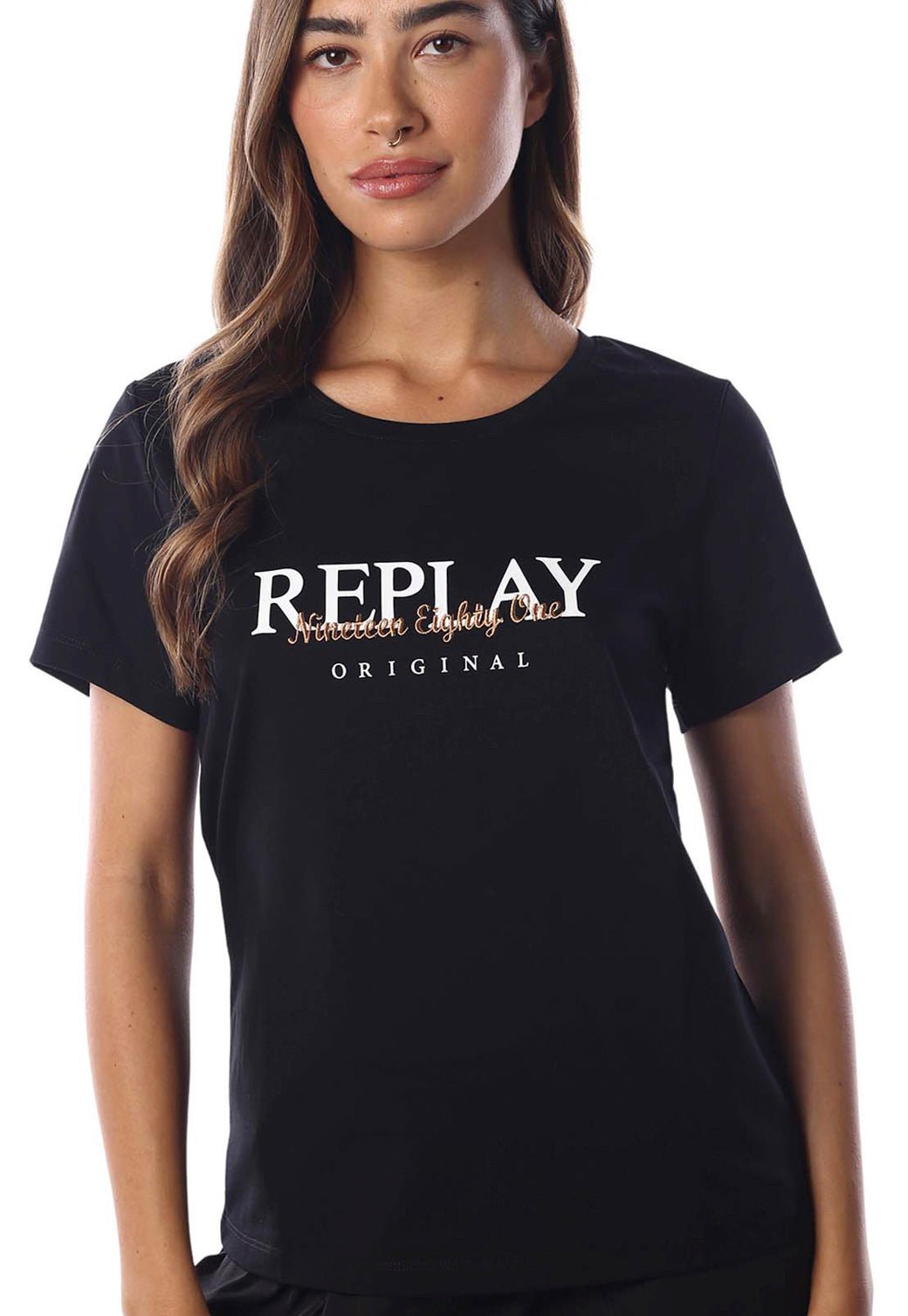 טי שירט קצרה עם לוגו נשים - Replay