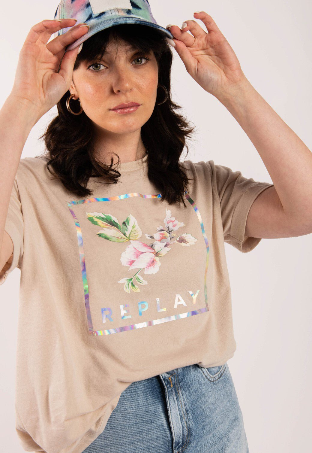 טי שירט קצרה עם לוגו נשים - Replay