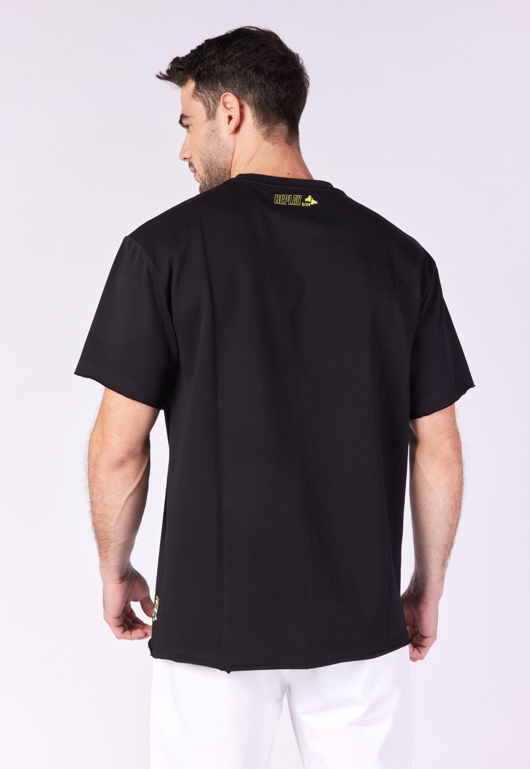 טי שירט קצרה עם רקמה בחזה גברים - Replay