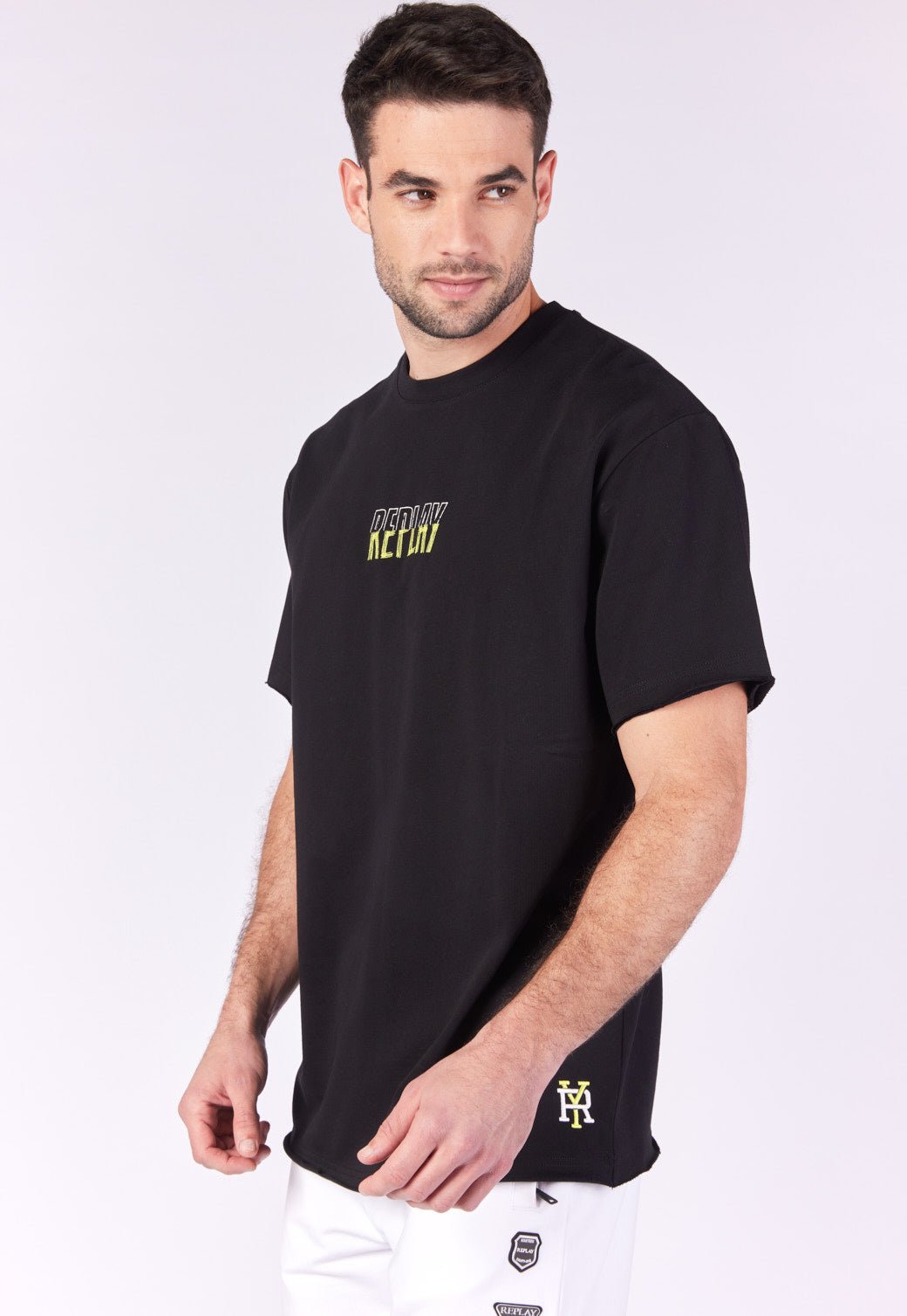 טי שירט קצרה עם רקמה בחזה גברים - Replay