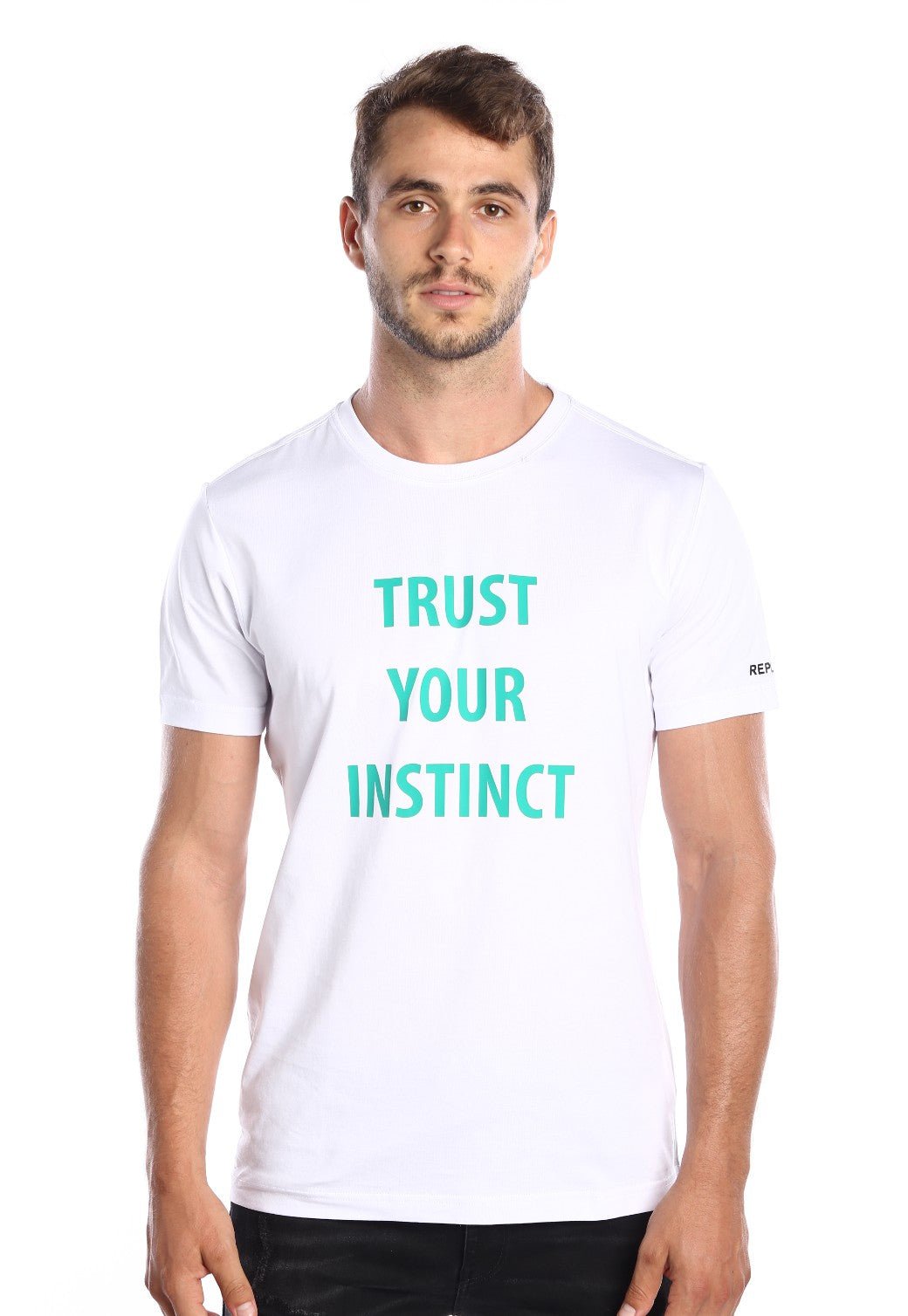 טי שירט קצרה TRUST YOUR INSTINCT גברים - Replay