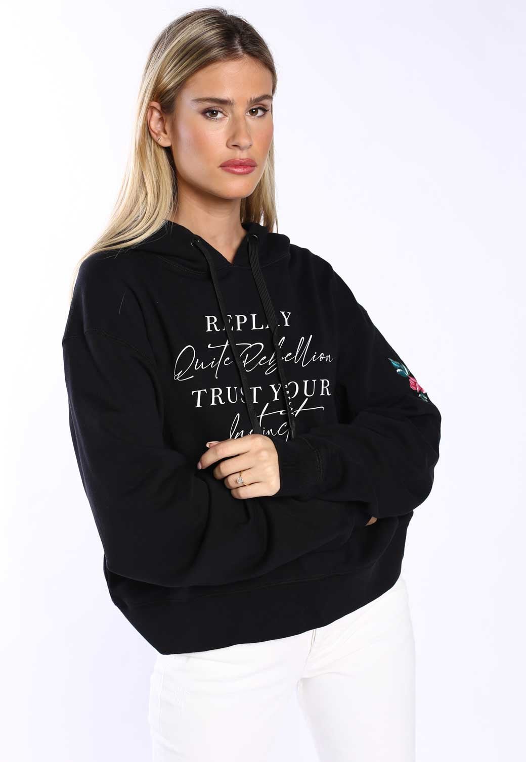 קפוצ'ון עם לוגו פרח בחזה נשים - Replay