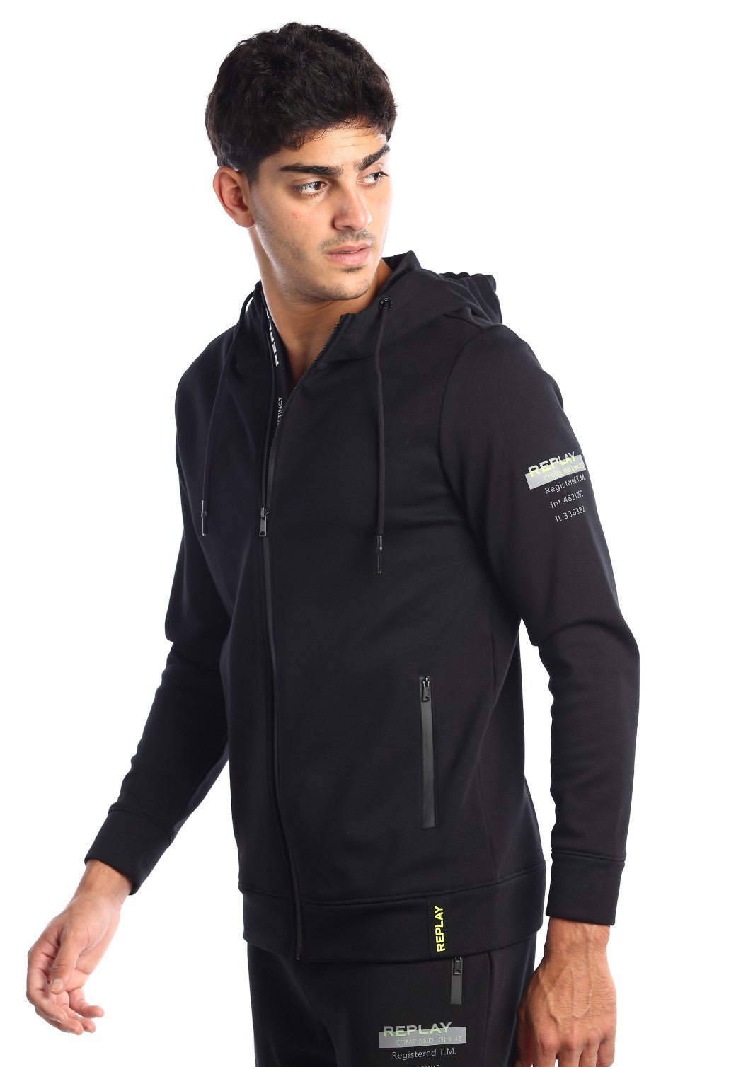 קפוצ'ון רוכסן בטנת וולור פנימית ארוך לוגו צד שמאל גברים - Replay