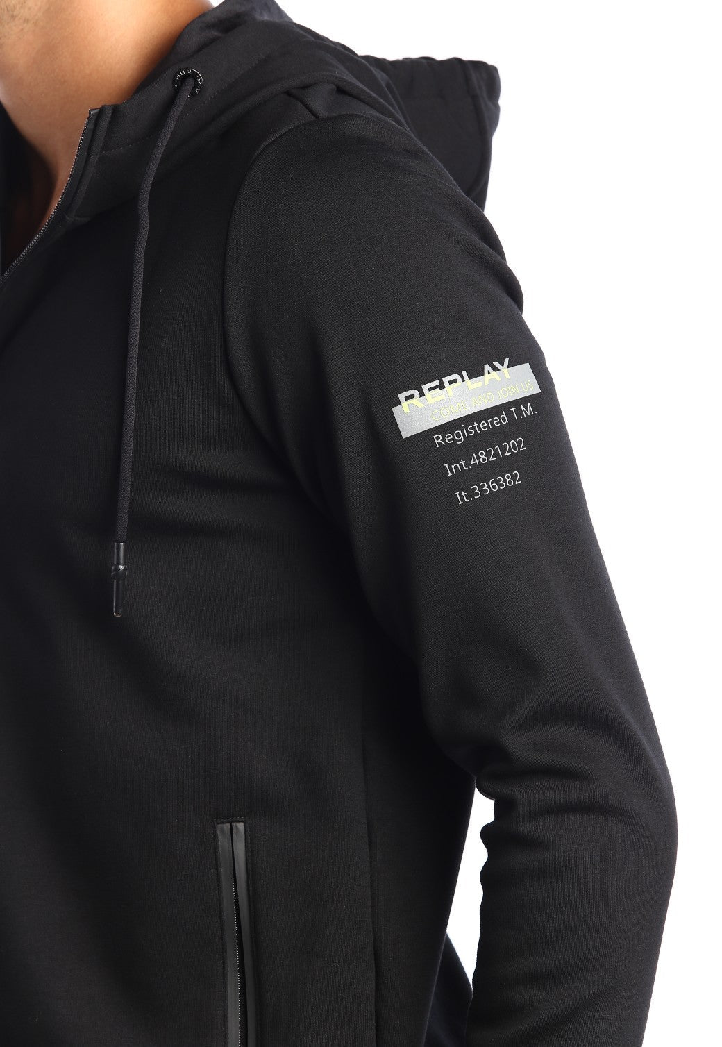 קפוצ'ון רוכסן בטנת וולור פנימית ארוך לוגו צד שמאל גברים - Replay