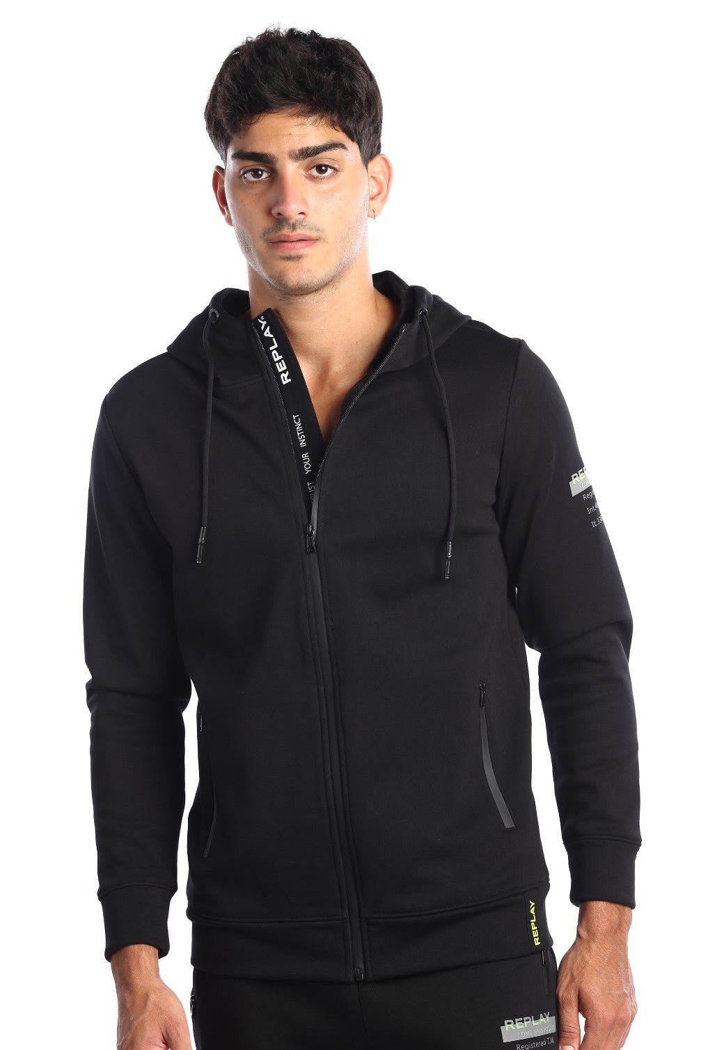 קפוצ'ון רוכסן בטנת וולור פנימית ארוך לוגו צד שמאל גברים - Replay